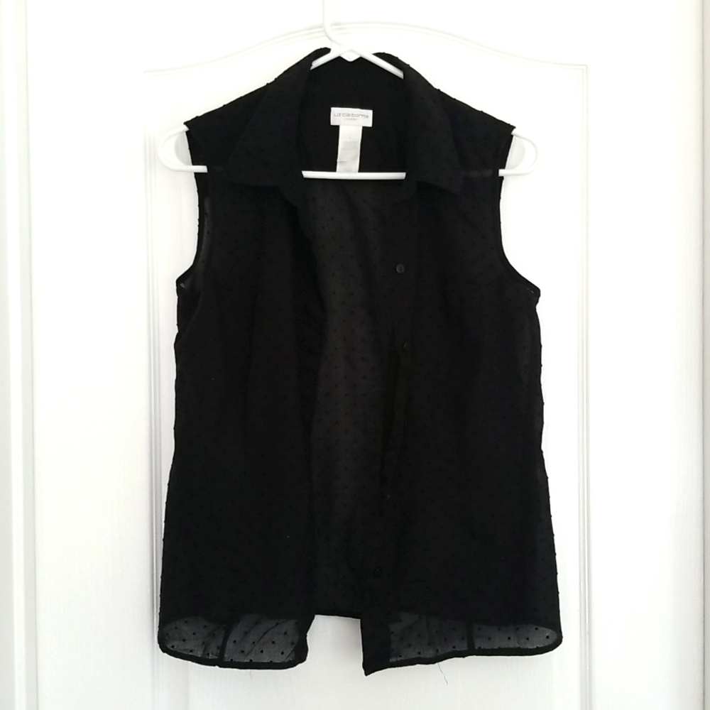 Sleeveless black blouse